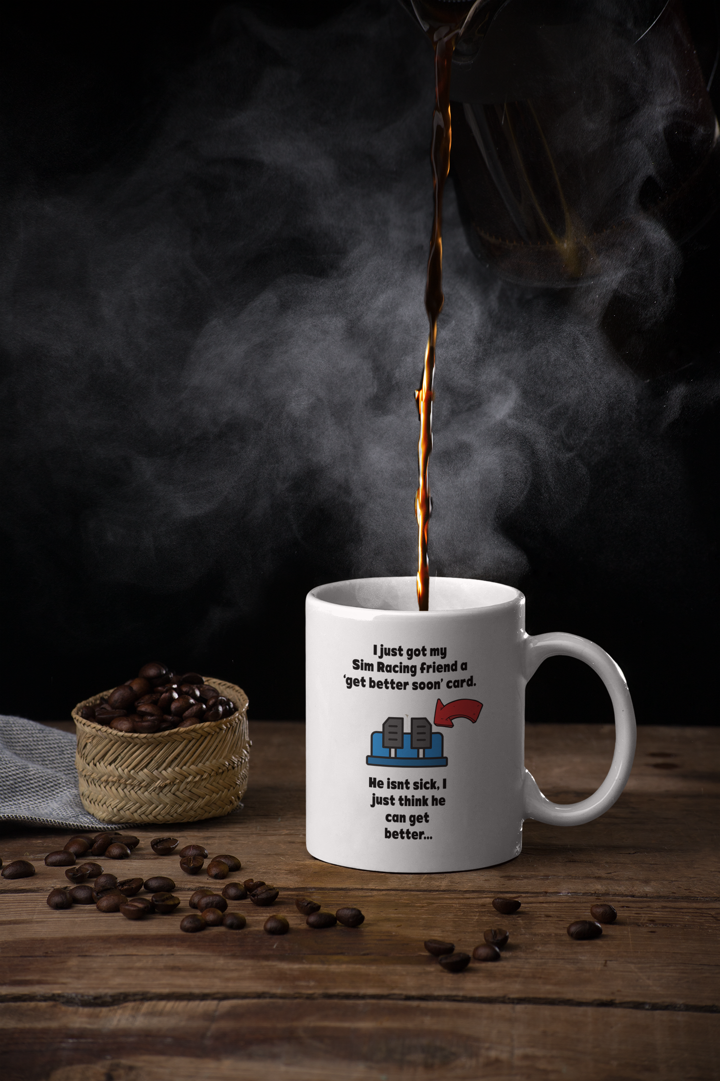 Sim Racing Coffee Mug for 'Sick' Friends - Funny Gamer Gift, Racing Simulator Cup, Unique Birthday Present for Racing Enthusiasts