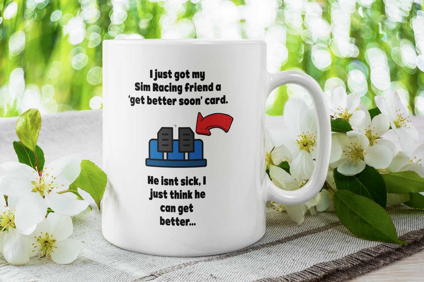 Sim Racing Coffee Mug for 'Sick' Friends - Funny Gamer Gift, Racing Simulator Cup, Unique Birthday Present for Racing Enthusiasts